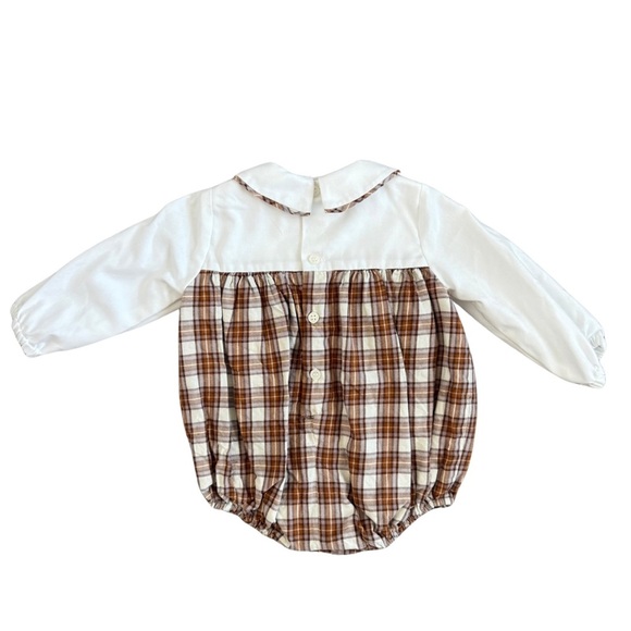 Sophia & Lucas Plaid Long Sleeve Bubble Romper 3M - Picture 4 of 6